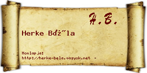 Herke Béla névjegykártya